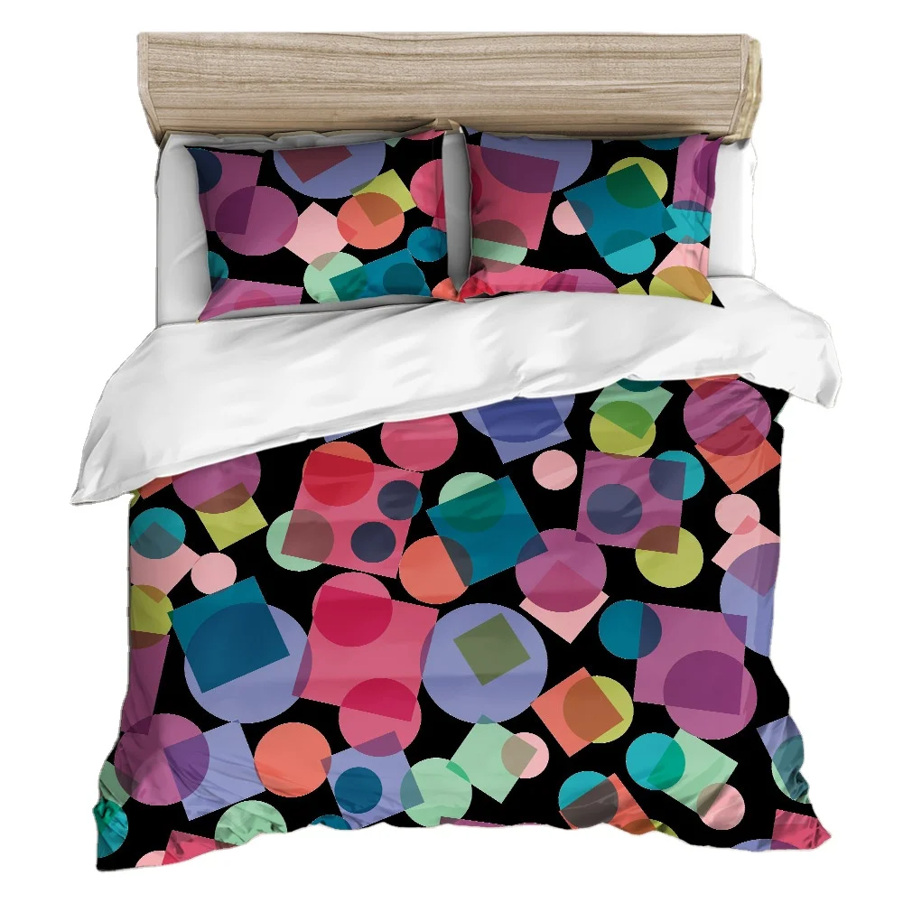 3D custom Hot selling Digital Printing Bedding Colorful Simple geometry Pillowcases And Duvet Covers
