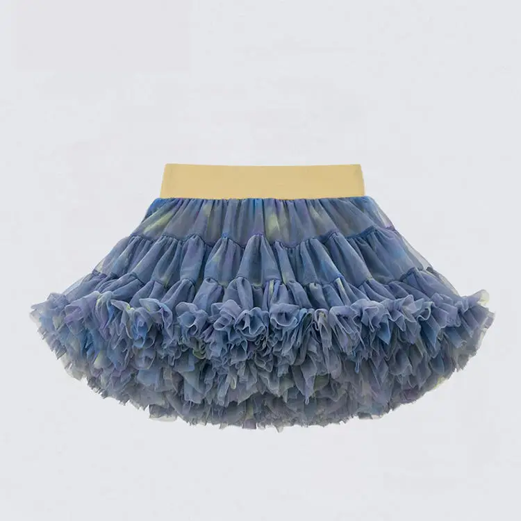 Custom halloween printed or solid pink sequined children princess pleated puffy tulle tutu skirts for baby girls