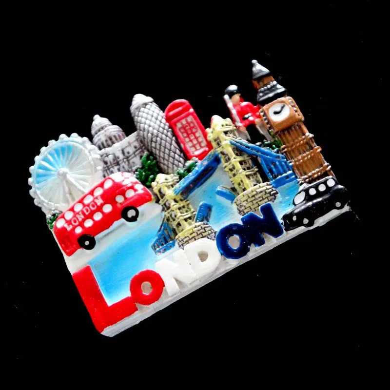 Wholesale custom design London England tourist souvenir handmade resin fridge magnet