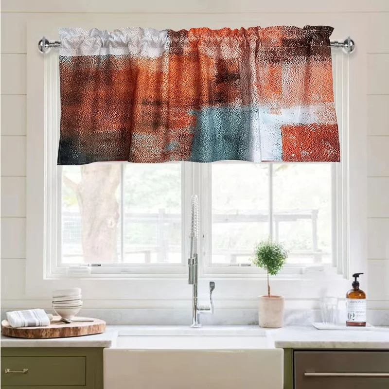 Rustic Aesthetic Rod Pocket Valances for Kitchen Window