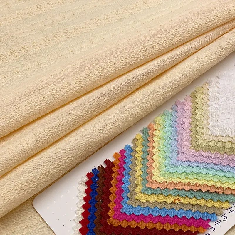 Solid color princess kids girls dress stripe lace leno style jacquard 100% cotton dobby fabric for clothing