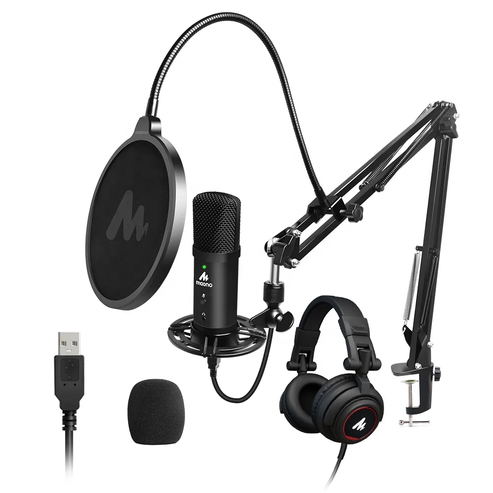 
MAONO Recording Microphone with Monitorable Condenser USB Microphone Set for Podcasting LIVE Streaming 