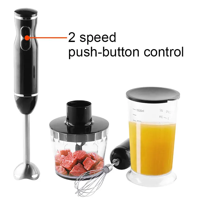 Immersion Hand Blender Electric Hand Held Blender Crusher Push Button Multifunctional Household Plastic 2 Speeds 3 in 1 300 1.5