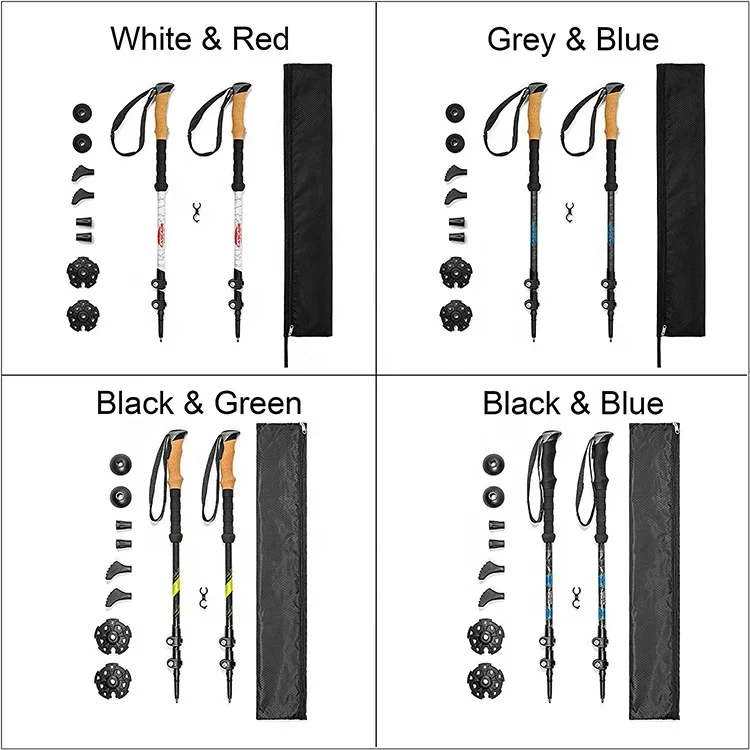 Hiking Sticks Trekking Pole Carbon Fiber Walking Sticks with Quick Adjustable Locks and Anti-slip Handle