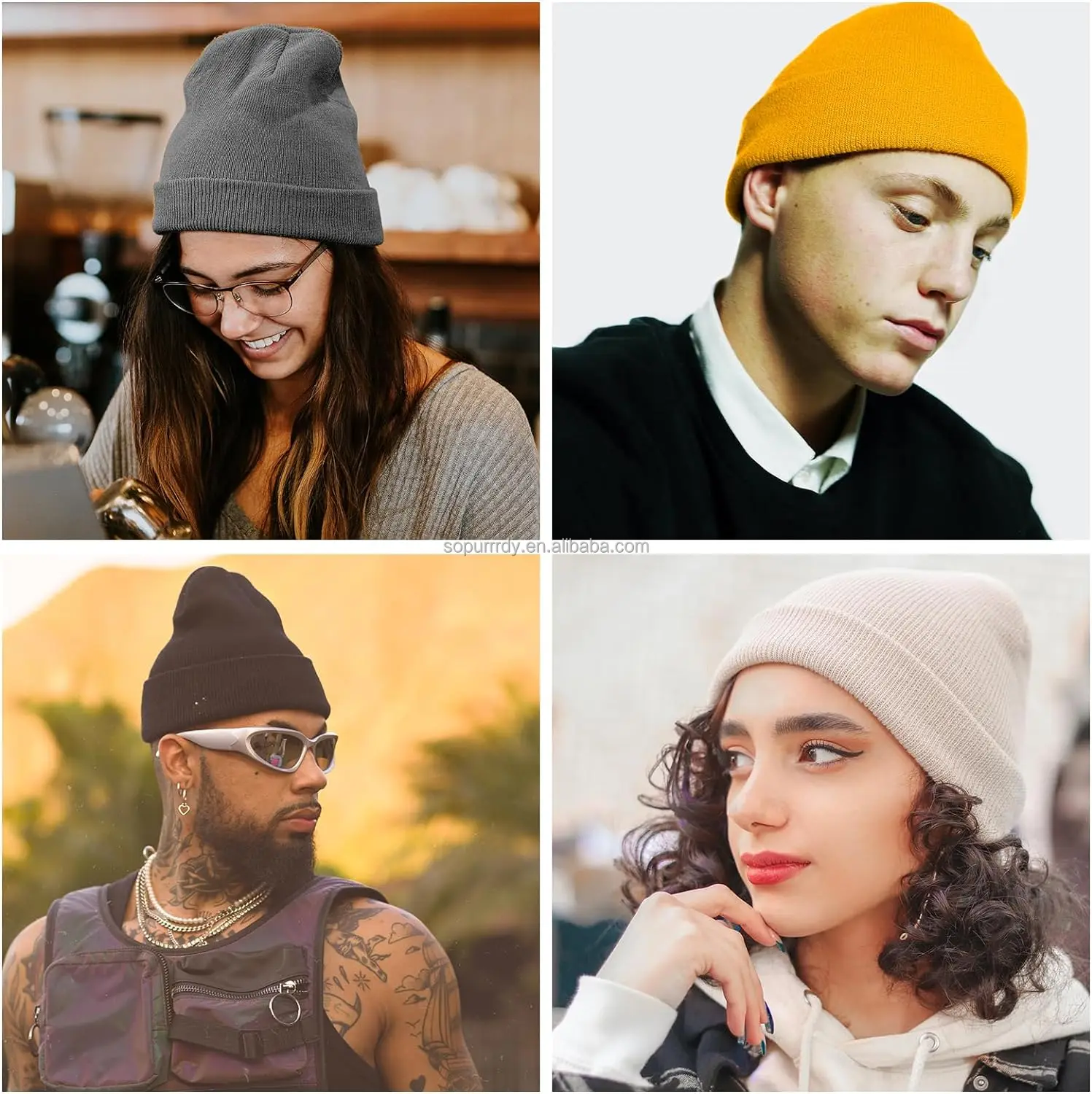 Custom Logo Mens Knit Cuffed Beanie Hat for Men Women Winter Hats for Women Men Soft Warm Unisex Cuffed Beanie Knitted Cap