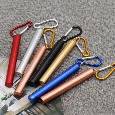 Portable Foldable Retractable Reusable Custom Metal Telescopic Stainless Steel 304 Metal Collapsible Drinking Straw Set