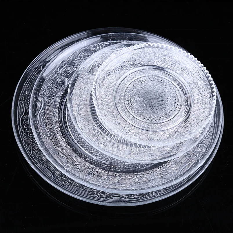 Wholesale diamond glass bowl plate set for kitchen