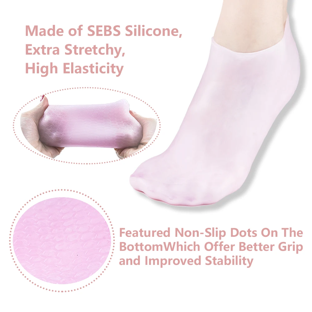 Silicone SEBS Exfoliation Spa Socks Foot Skin Care Dry Cracked Feet Elastic Moisturizing Sock for Cracked Heel Treatment