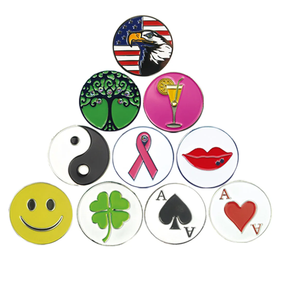 Soft enamel yellow smiley face golf ball marker