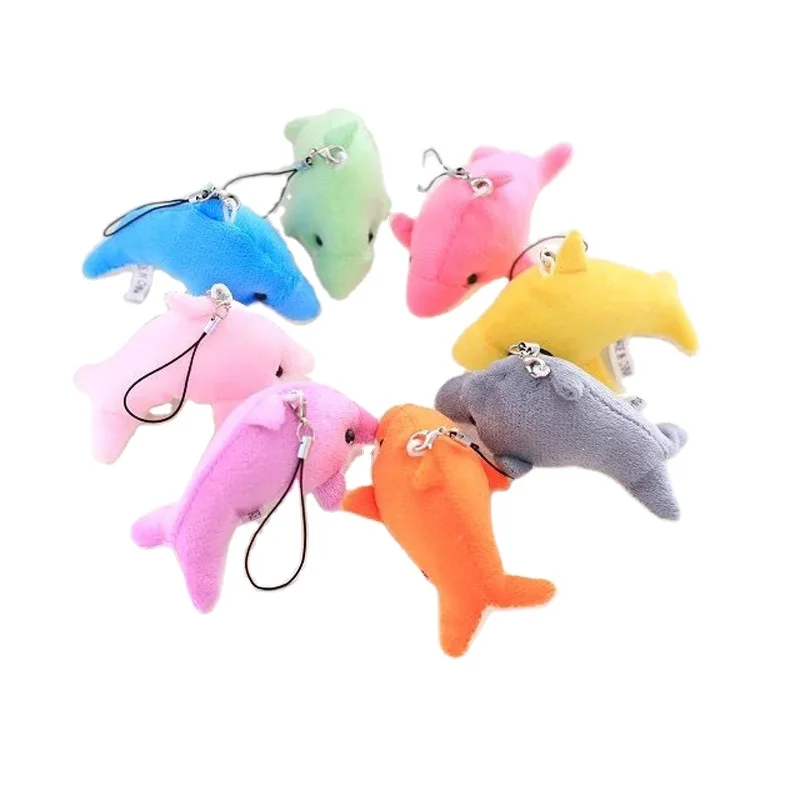8cm Manufacturer plush dolphin keychain toys cute ocean dolphin stuffed animal toys mobile phone case chains charms accessories
