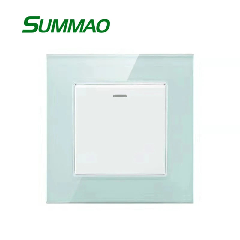 ЕС стандартный Роскошный зеленый кристалл стекло панель одна банда 1 способ Кнопка Главная настенный выключатель