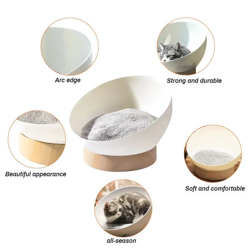Modern Fashion Removable Cat Sleeping Bed House Sofa Washable Semicircle Pet Bed Cat Nest With Turntable