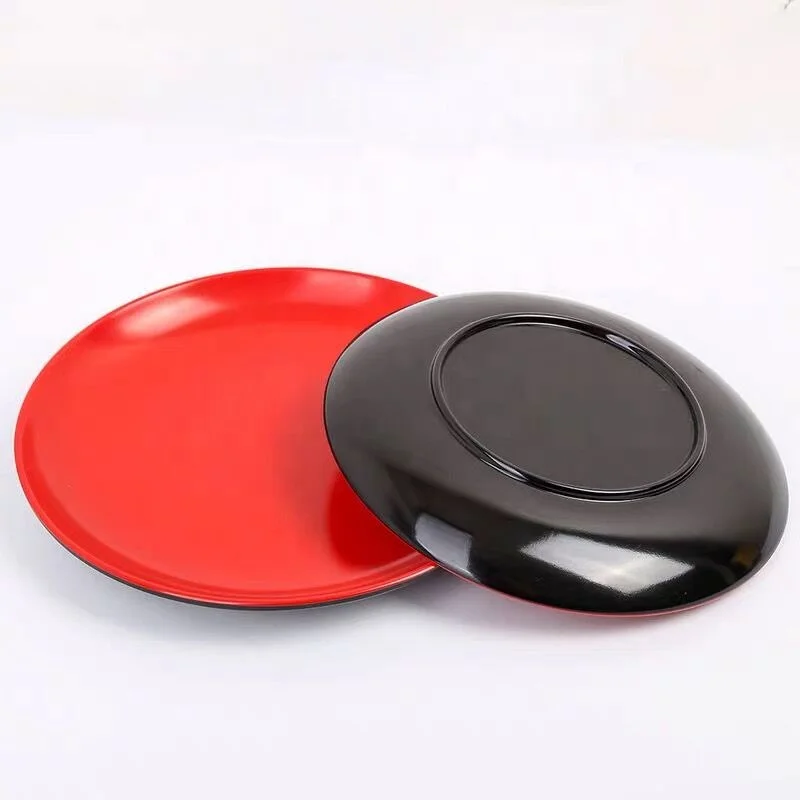 Японские красные меламиновые пластины, многоразовые наборы твердых пластиковых пластин