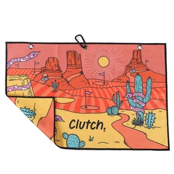 Custom Large Size Digital Painting Printed Microfiber Waffle Golf Towel With Grommet