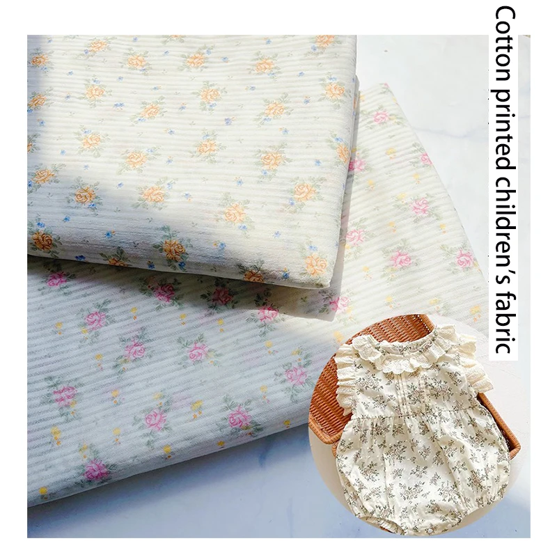 Korean printed fabric small fresh rose cotton printed fabric