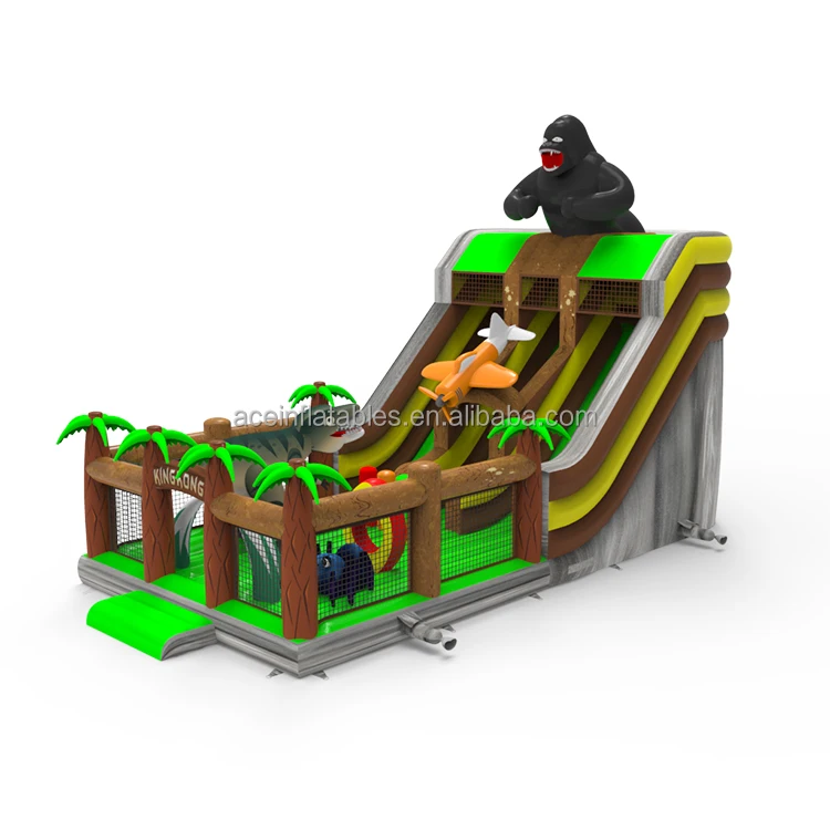 commercial customized kids bouncy jump castle with slide amusement outdoor fun city king kong gorilla inflatable playground