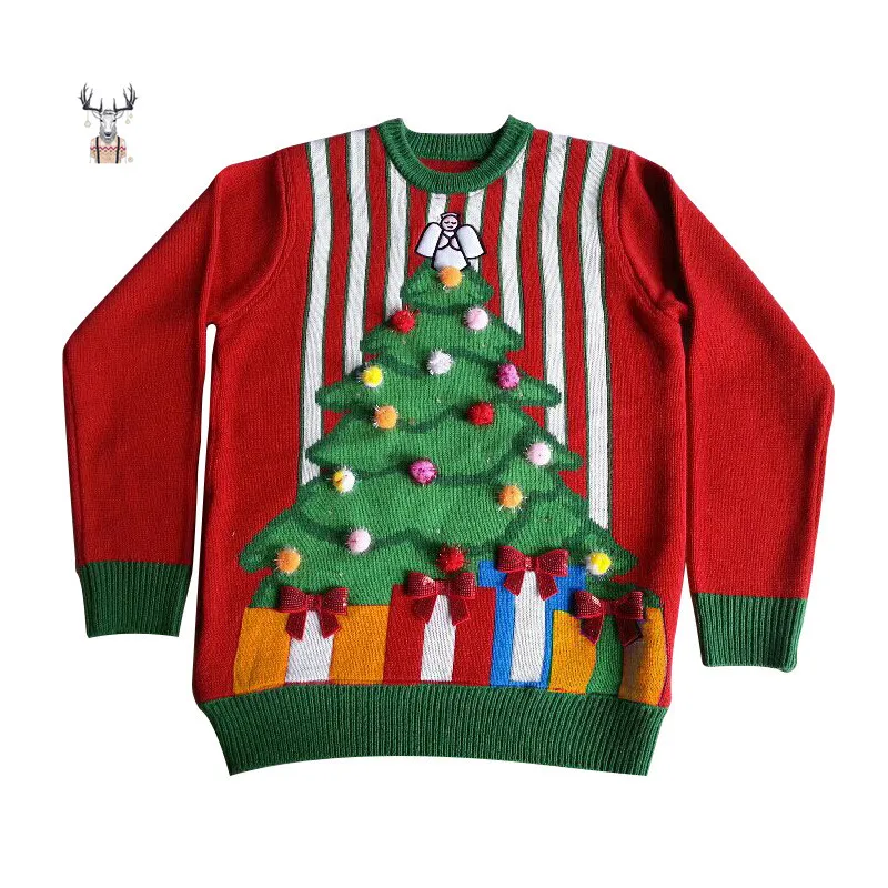 Unisex Crewneck Jacquard Knitwear Pullover Jumper Ugly  Christmas Sweater