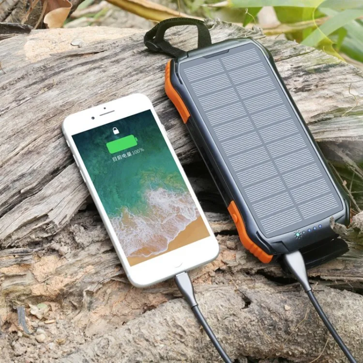 Outdoor Waterproof 10000mAh Battery Pack Wireless Power Bank Portable Charger Solar Panel Power Bank Phone Case