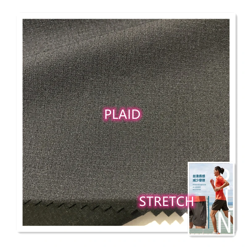 75*150D woven polyester spandex plaid stretch fabric for sportswear 4-way-stretch fabric