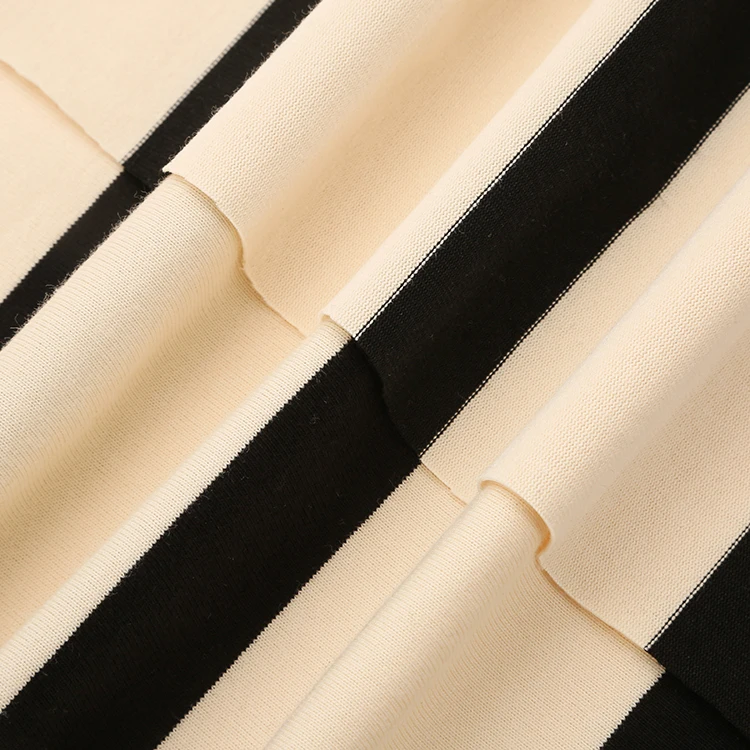 Wholesale Thick 230gsm 100% Cotton Double Yarn Yarn-Dyed Stripe Single Jersey Fabric for Loungewear and T-Shirts