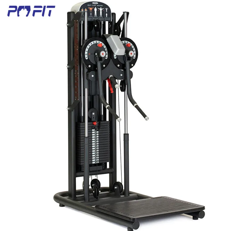 Bodybuilding gym fitness standing multi flight standing chest press standing lateral raise machine workout shoulder press