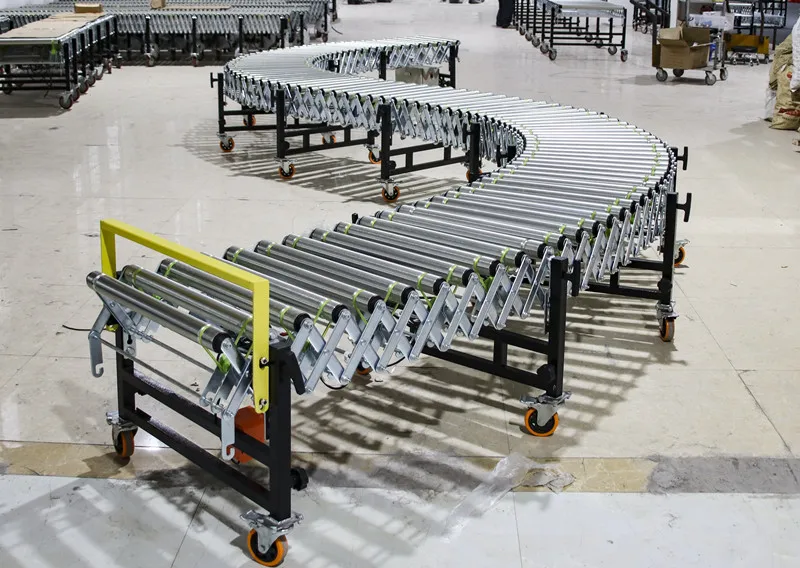 LIANGZO Expanding Motor Powered Flexible Roller Conveyor Used for Automated Distribution Centers