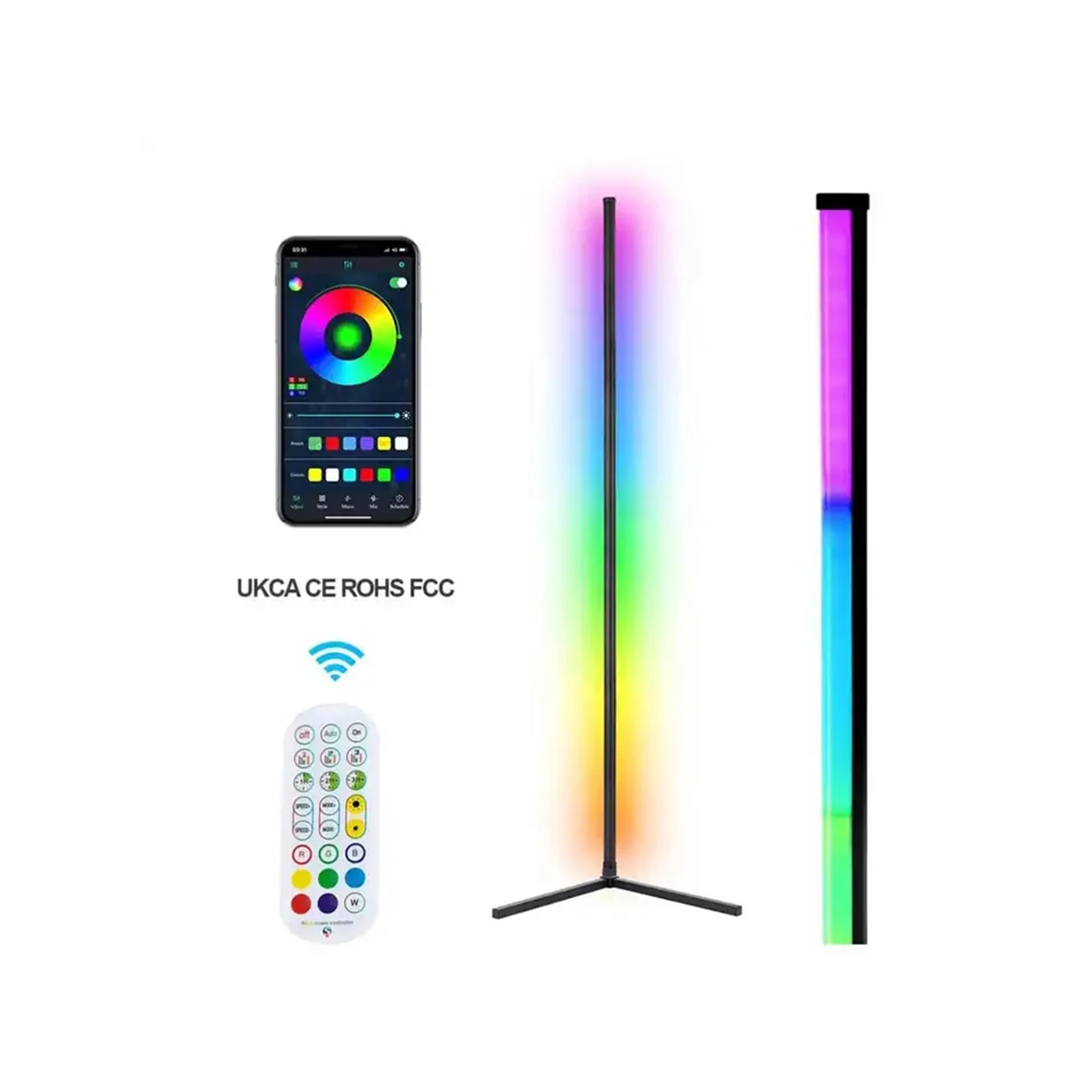 Китайский высококачественный модный многоцветный современный RGB умный дешевый музыкальный угловой напольный светильник для комнатной гостиной