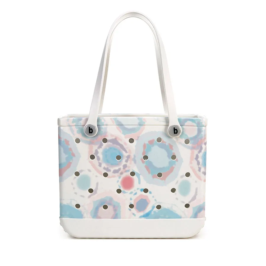 2023 New OEM Customize Printed Beach Bag EVA Handbag Basket Large Tote Eva Handbags Silicone Totes Beach Bogg Bag