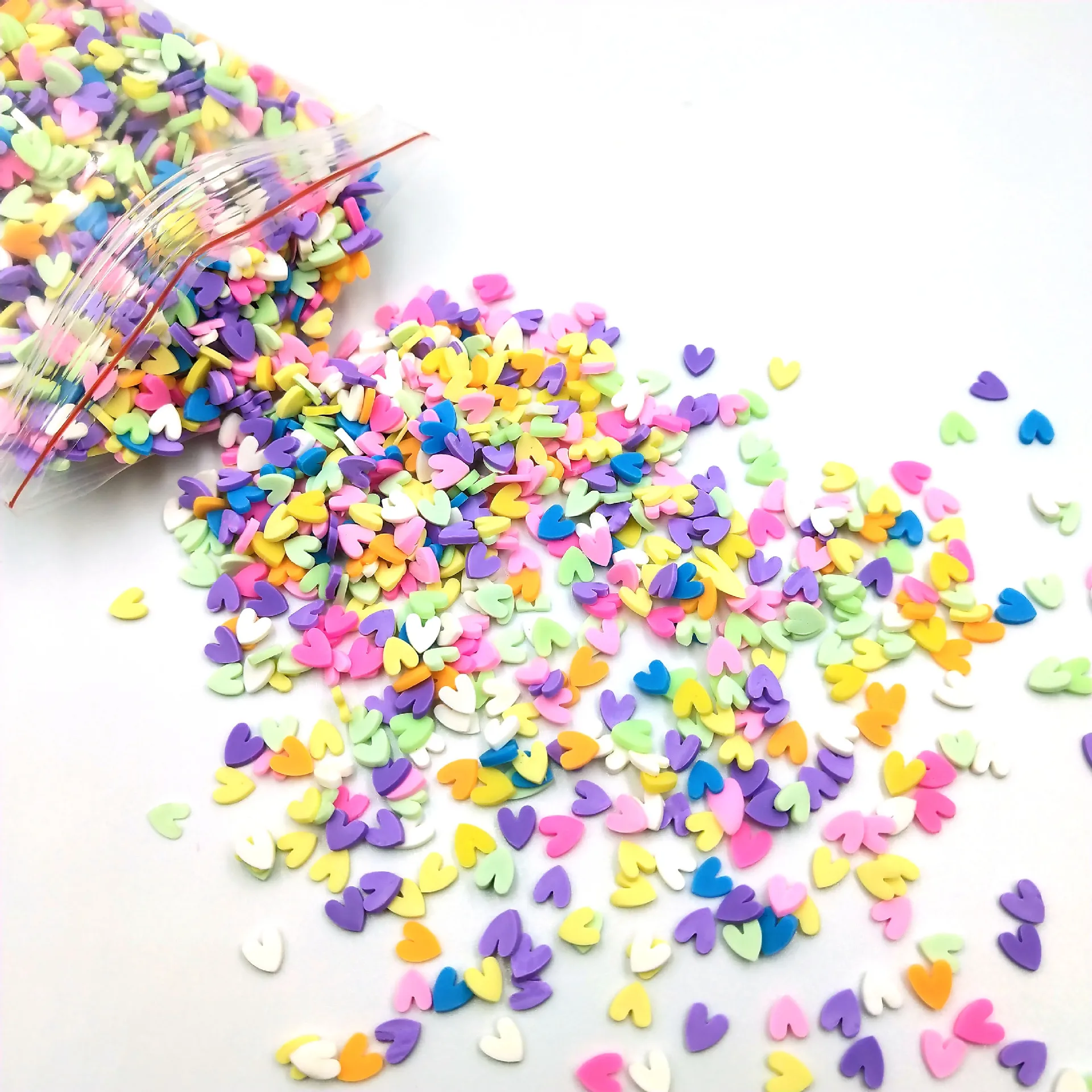 New Style 100g/bag Flower Heart Star Disc Mixed Colorful Small  Polymer Clay Slices Decoration Accessories For DIY Slime
