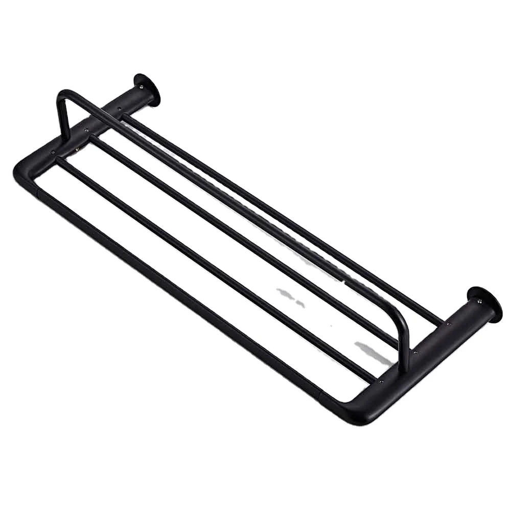 Hot Sale Bathroom Black Towel Rack Wall Mounted  Straight Hanging Style Holder Four-Pole Towel Ra