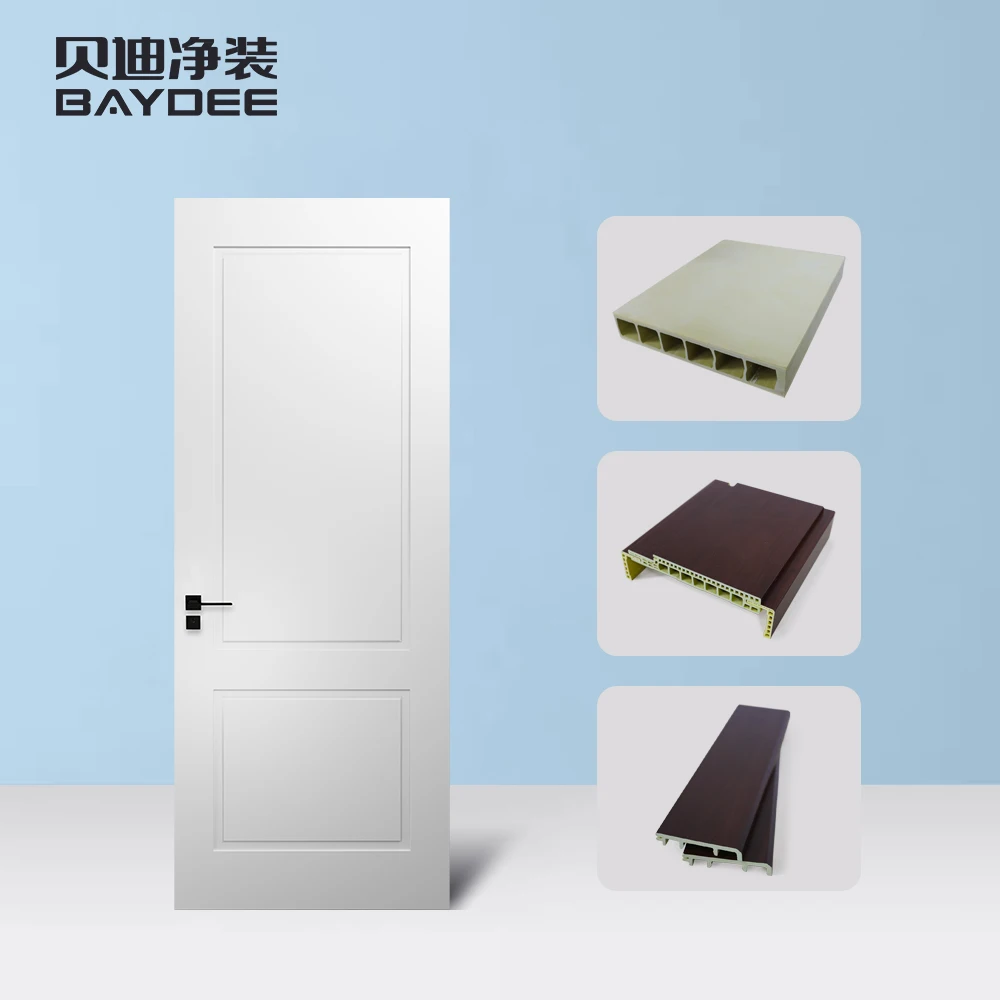 Waterproof Interior White Bedroom WPC Door UPVC Wooden Door With Door Frame For Hotel By Chinese Manufacturer