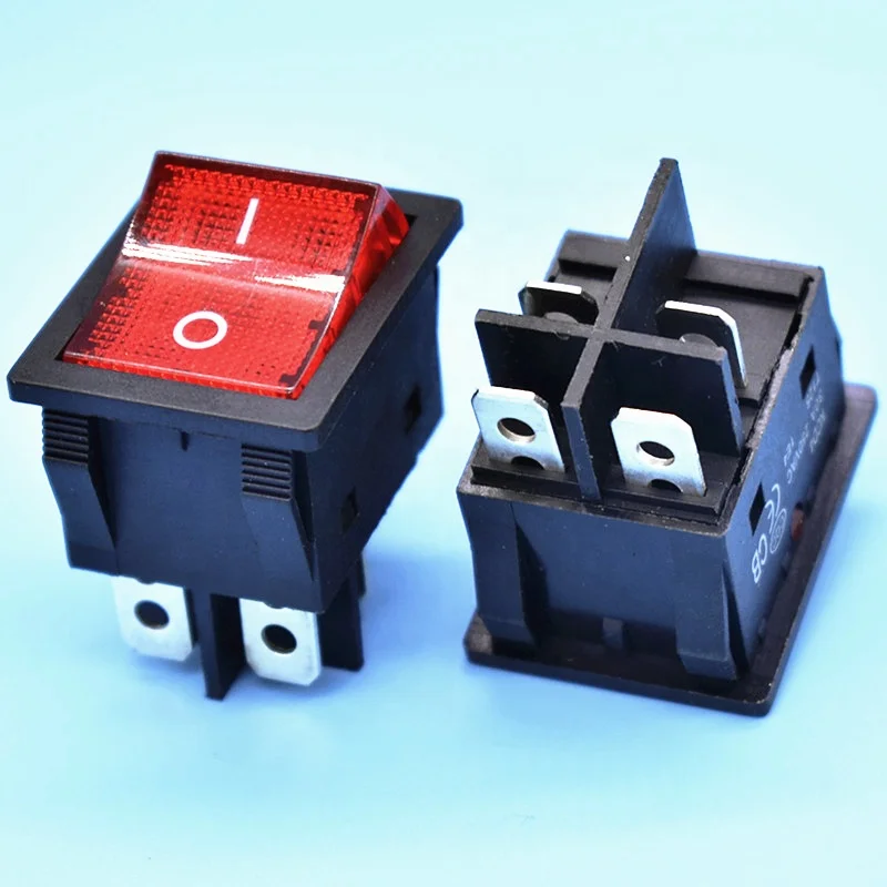 Red panel t125 1e4 heavy current DPST electrical appliance power control onoff switch 30A 250V AC interruptor KCD4 switch