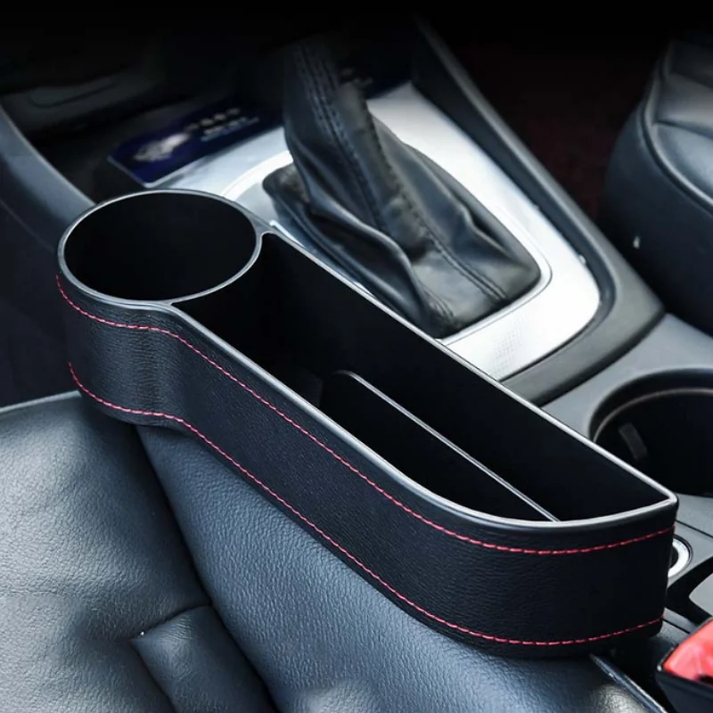 Car Cup Holder Accessories Car Seat Side Pocket Organizer Pouch PU Leather Car Seat Gap Filler Pad