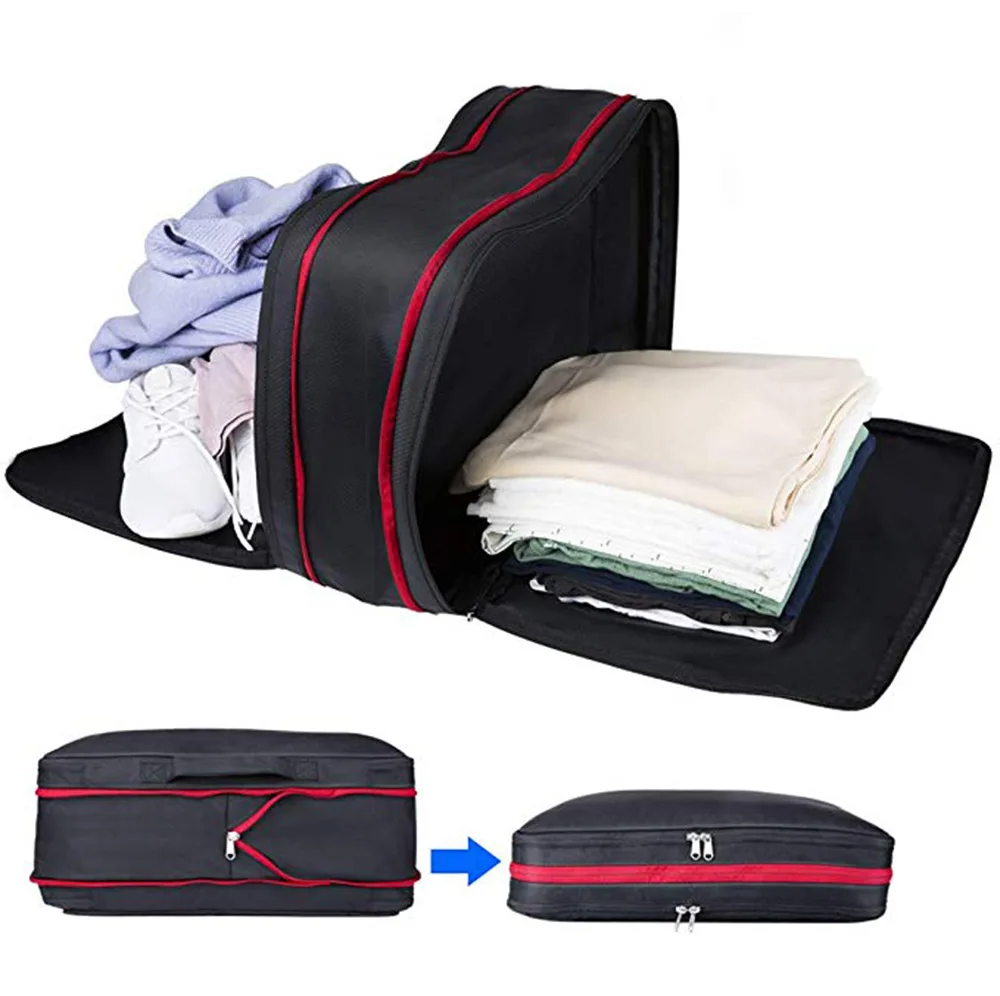 Custom Double Layer Packing Cube Set Luggage Organizer Waterproof Travel Compression Packing Cubes