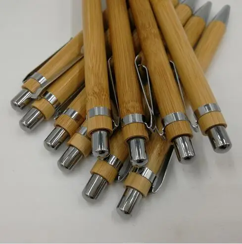 Custom logo printed Clip bamboo pen