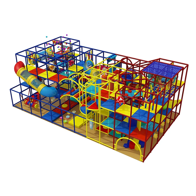 Customizable Large Commercial Indoor Playground with Slides, Climbing Nets, and Dynamic Activity Zones