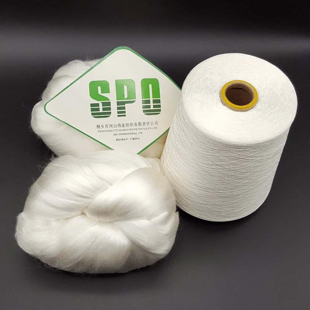 100 Pure Undyed Mulberry Silk Fiber Silk Tops Raw Material Blending with cashmere, wool and cotton for cut 3.8cm