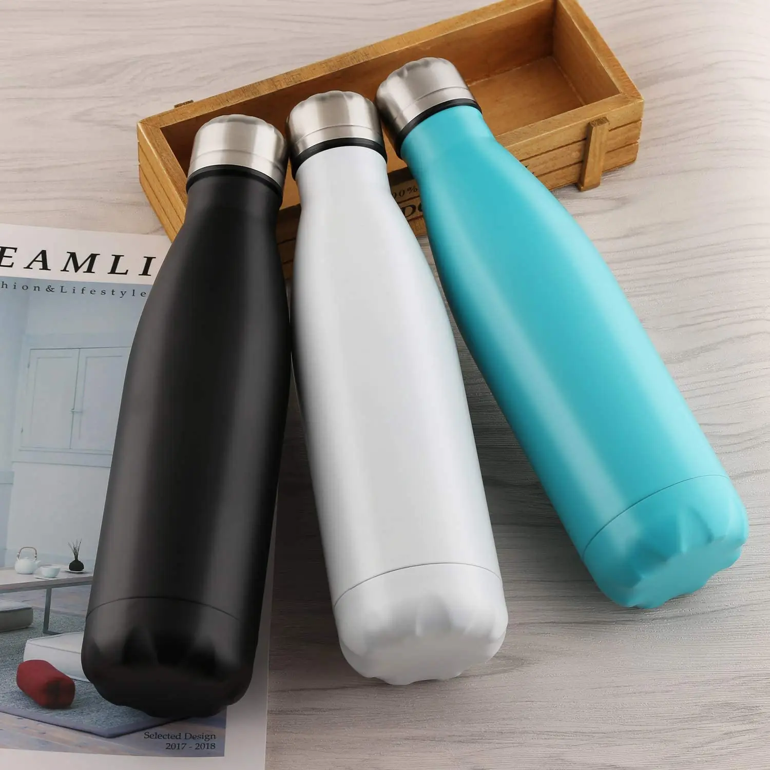 Cola shaped double paroie swelling water bottle stainless steel sublimation glitter custom