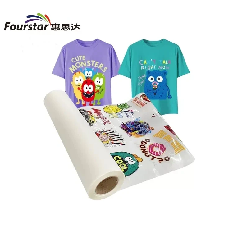 Fourstar White 60cm*100m Ink Printable T-shirt Heat Transfer DTF PET Film For DTF Digital Inkjet Printer