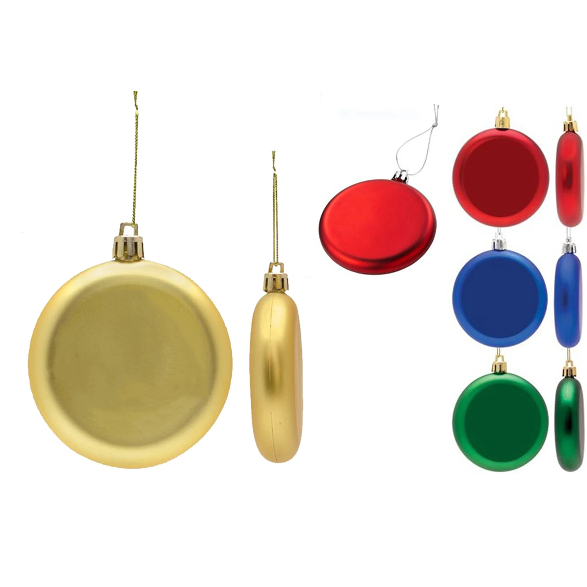 Personalized Shatterproof Plastic Christmas Flat Ball ornaments For Christmas Decoration