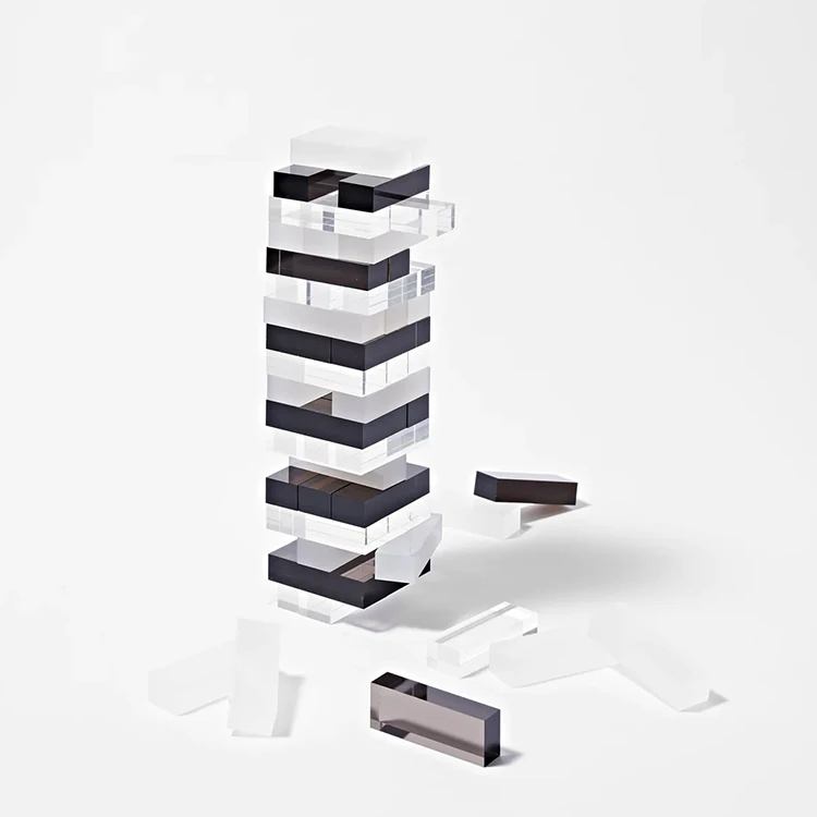JERY High Quality Clear Acrylic Stacking Tower  Puzzle Game Tumbling Tower Game Block Toys acrylic cubes for boardgames