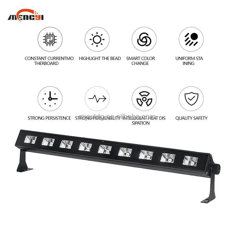 MY Lighting Manufacturers Led 9PCS Uv Wall Washing DMX Bar Light Cast Aluminum Shell Uv Black Light