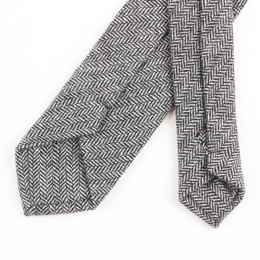 Mens Slim Wool Ties Striped Plain Wool Necktie Interlining Neckties To Match Shirts