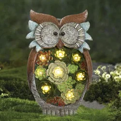 Garden ornament solar  garden statue owl solar powered lights animal figure for yard lawn home decoration gift