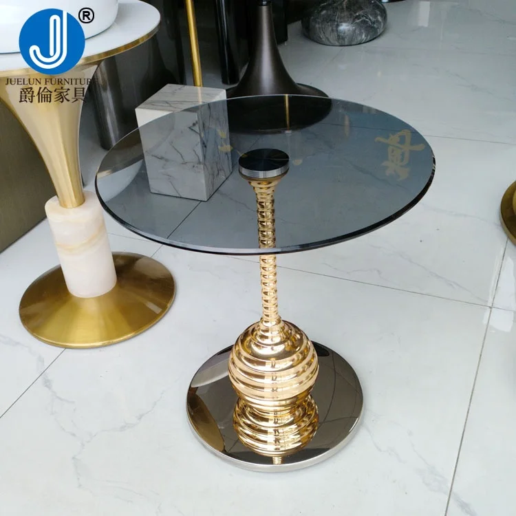modern living room furniture gold metal cheap side tables narrow side table gray glass side table