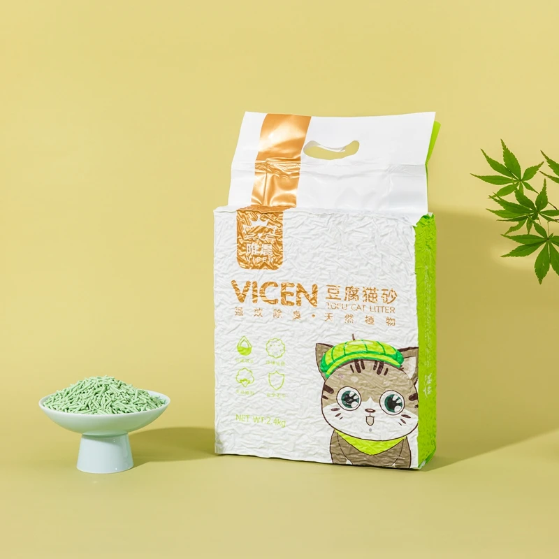 OEM/ODM Tofu Cat Litter Factory Sale Clumping Clean Kitty Sand Blue Bulk Flushable Green Tea Strip cat litter tofu