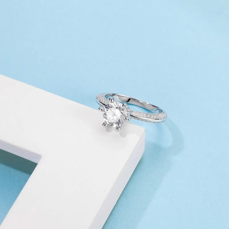 Luxury Moissanite Jewelry White Gold 925 Sterling 1 CT 925 Sterling Silver VVS1 Diamond Moissanite Engagement Rings for Women