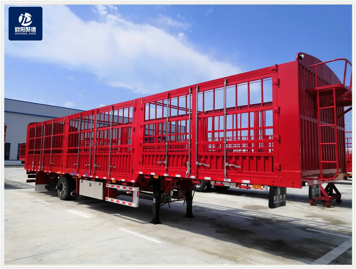 OYJD Trailers 3 axles big open door utility 40ft flatbed trailer fence use furniture food office equipment computer