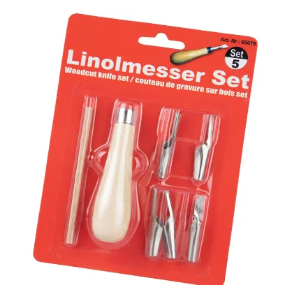 High quality Special-shaped Plastic Linolmesser Set 5pcs for cutting lino board scraping knife clay toning plastic carving knife