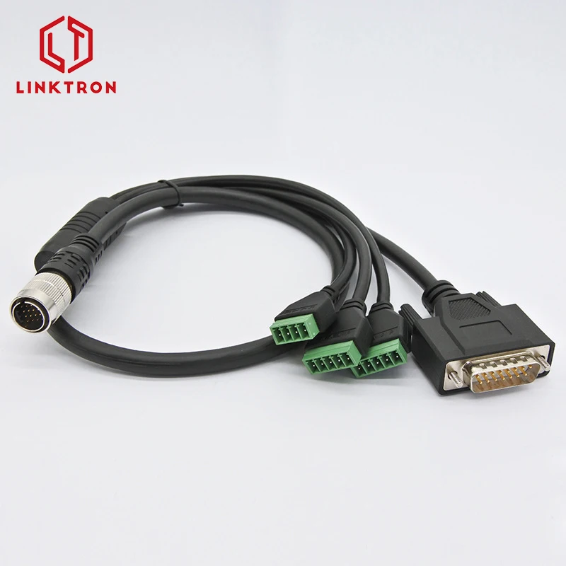 DB Dsub 15P male to circular connector terminal block cableDb26 Cable Zinc Alloy Connector Assembly Type H-db 15p Cable Adapter